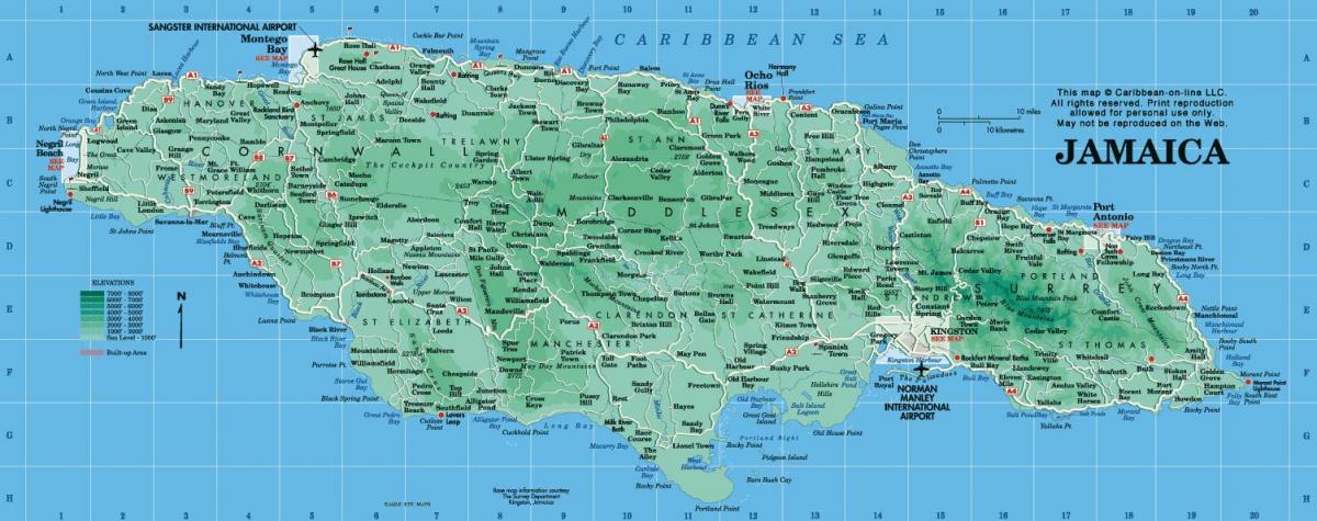 o hartă din jamaica