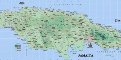 Harta fizică a jamaica arată munți