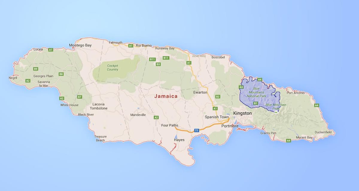 Harta munții albaștri jamaica
