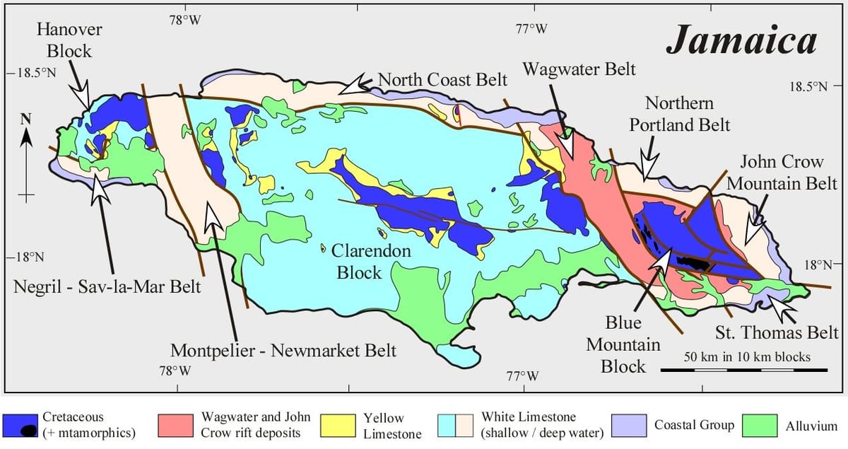 Harta geologică jamaica