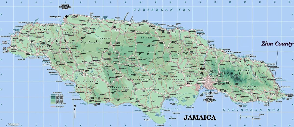 Harta jamaica coasta de nord