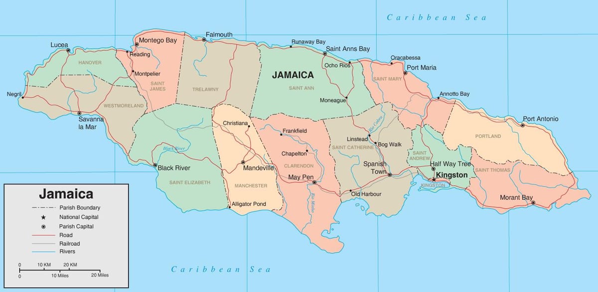 Harta politică jamaica