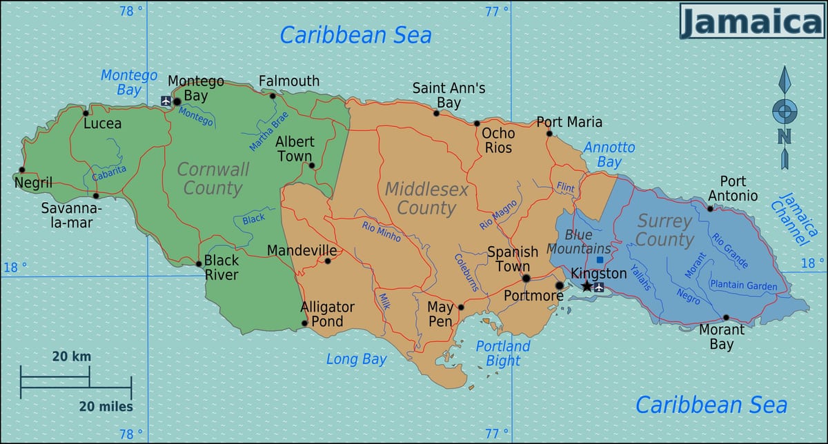 jamaica atractii hartă