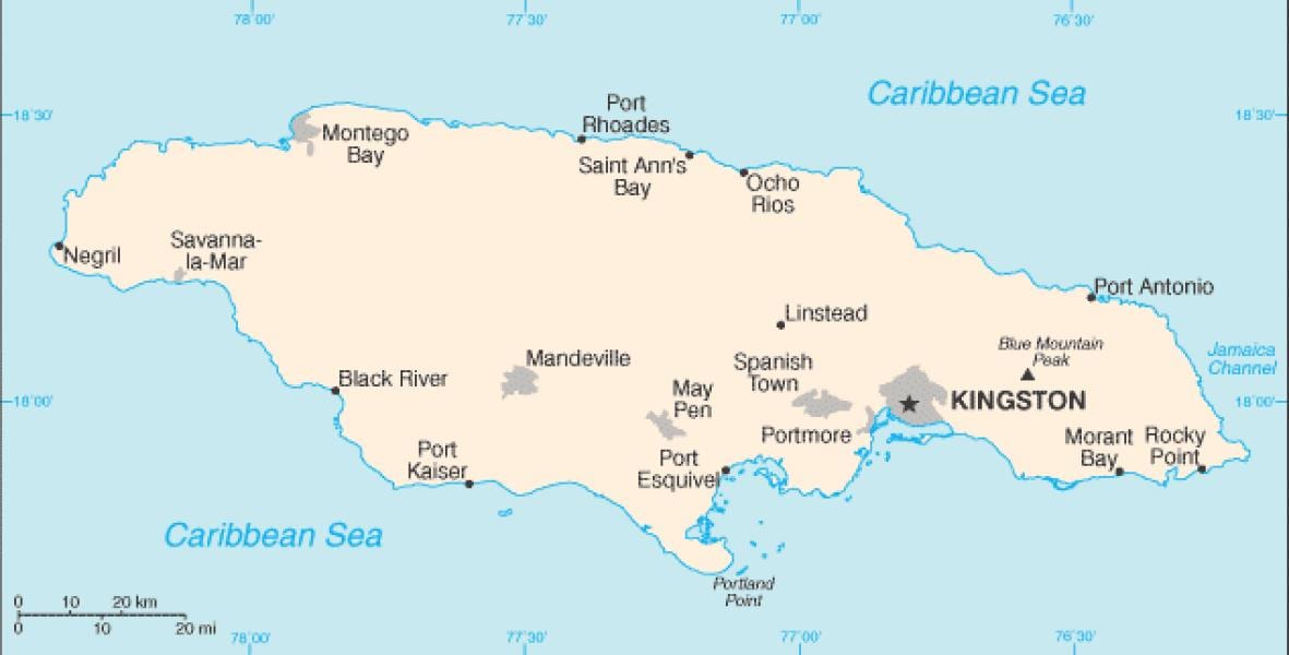 Harta jamaica zona