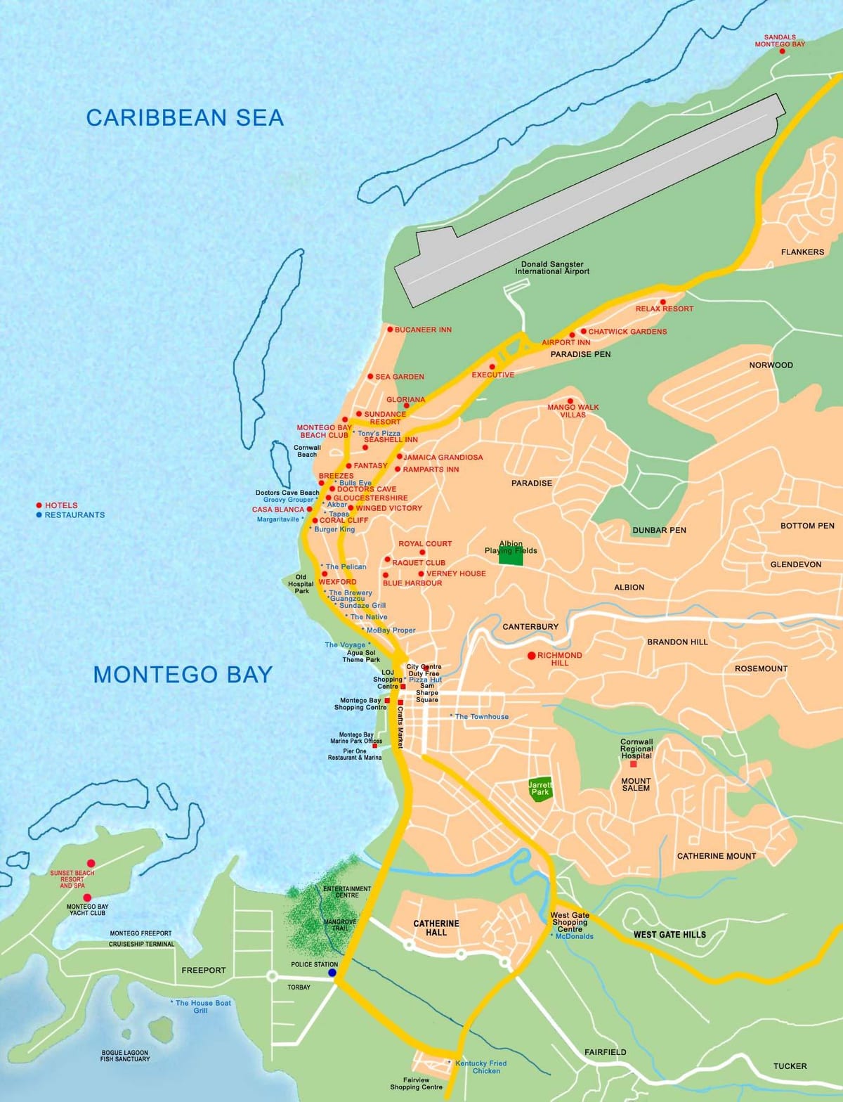 montego bay jamaica pe harta