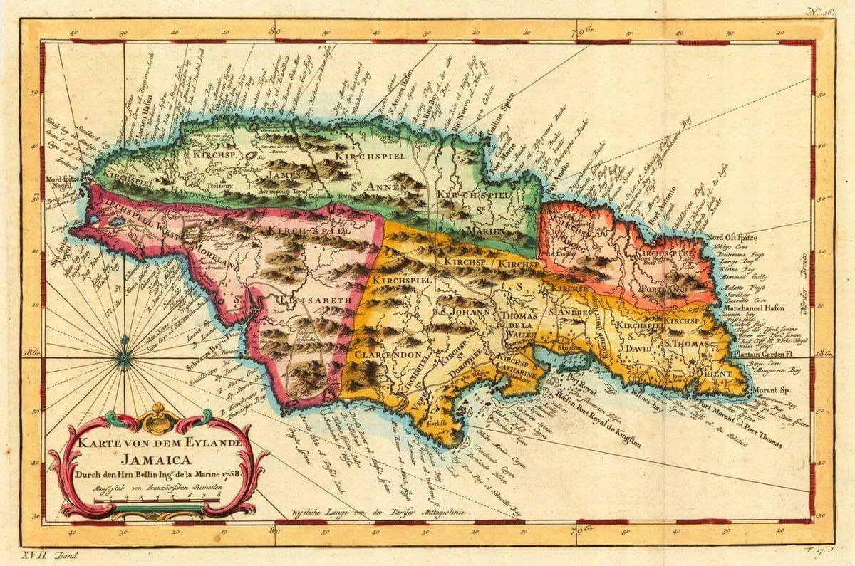 Hartă de epocă jamaica