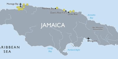 Harta de atracții turistice din jamaica