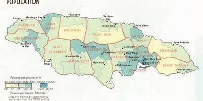 Hartă a populației din jamaica